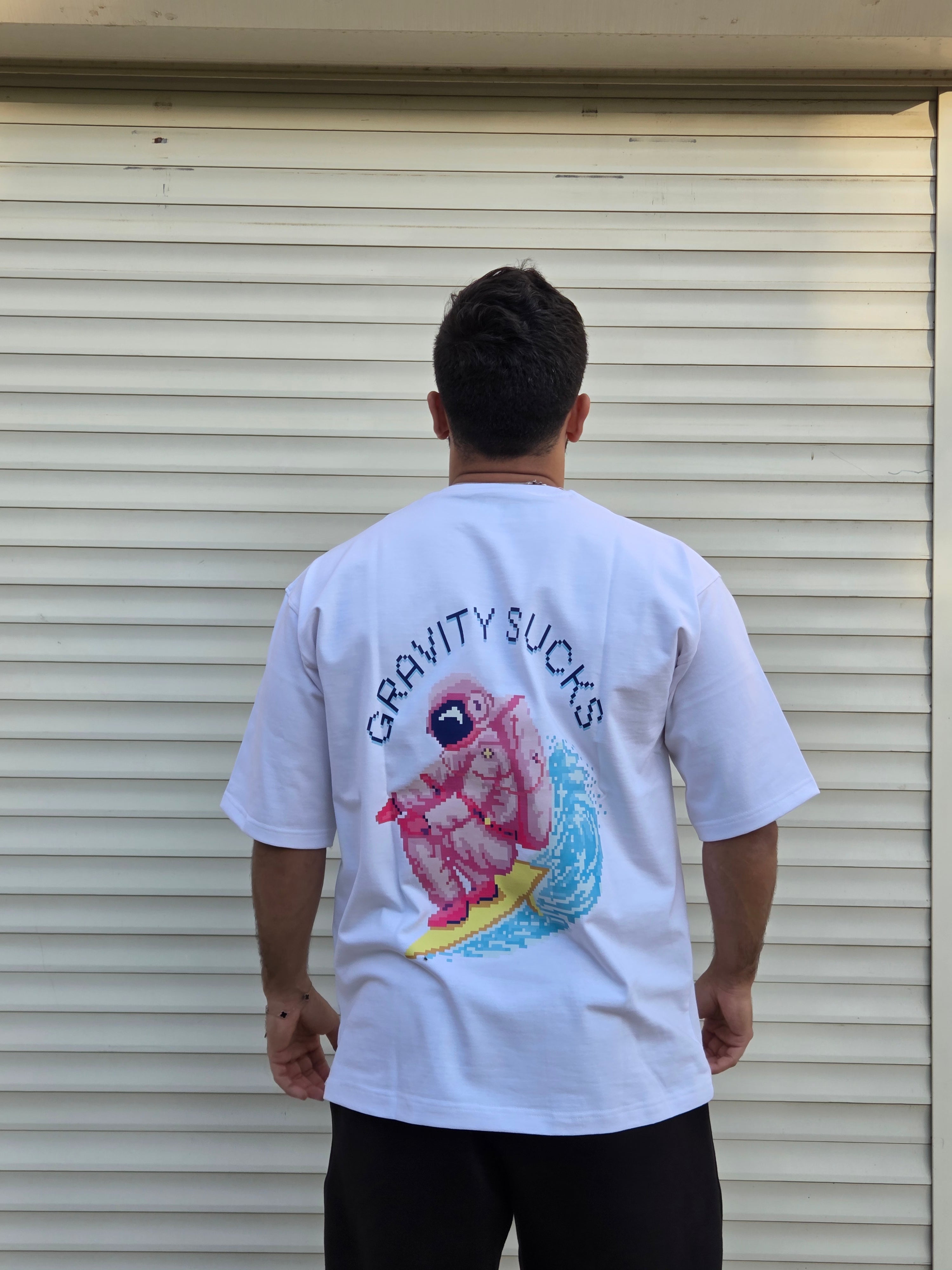 Pixelated Gravity Sucks Oversized T-shirt