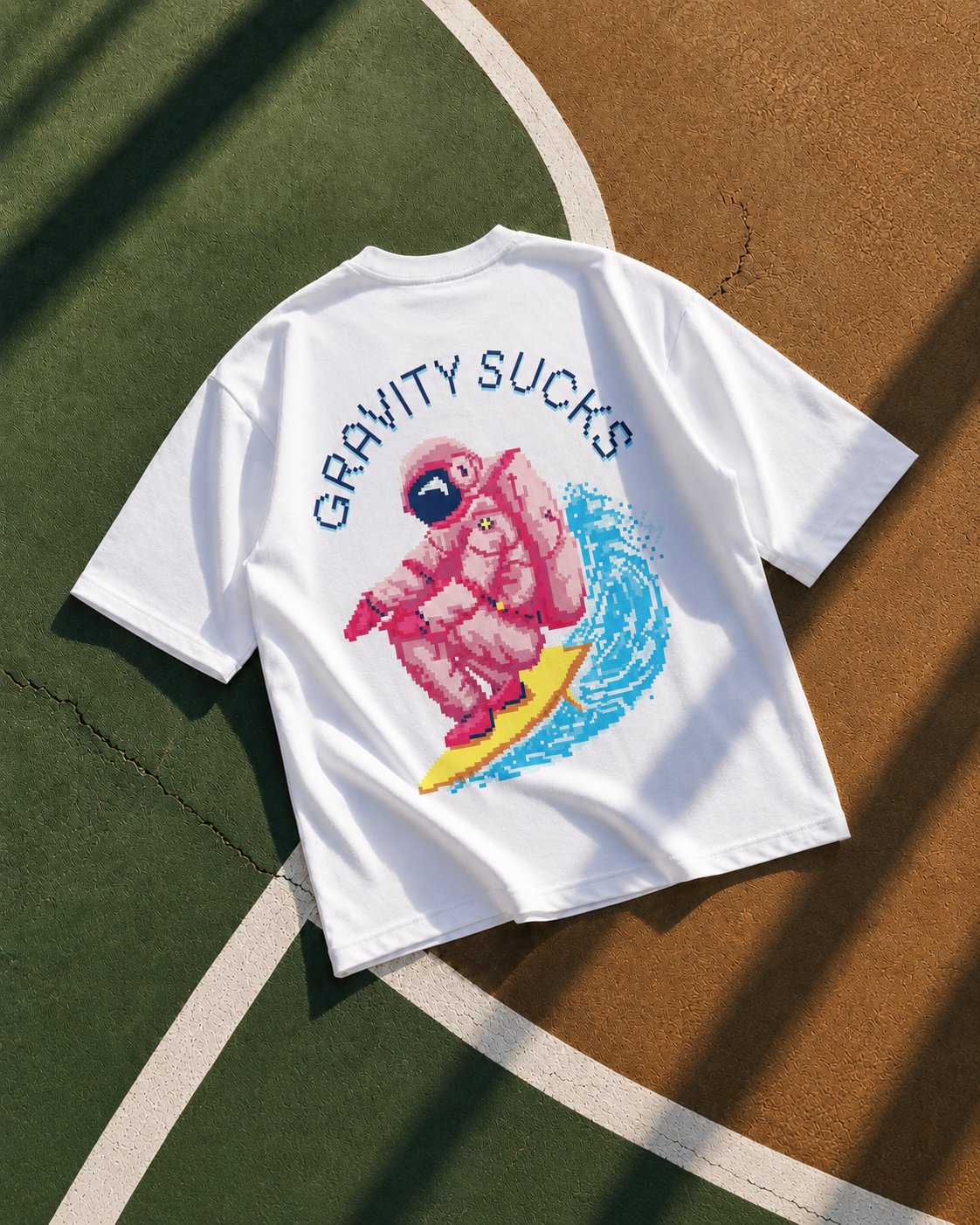 Pixelated Gravity Sucks Oversized T-shirt