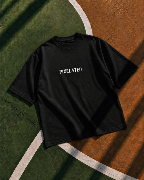 Pixelated Dino-Roar Black Oversized T-shirt