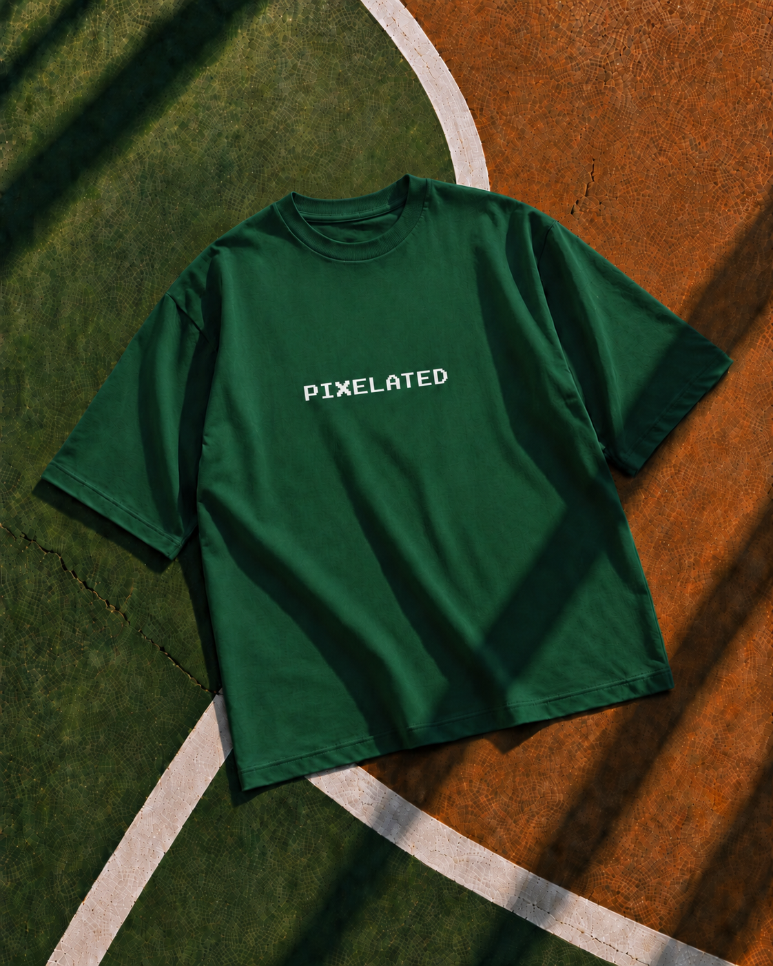 Pixelated Basic Green Oversized T-Shirt